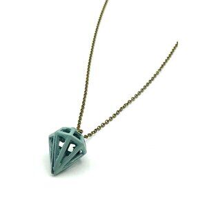 Geometric Pendant Necklace By JJs Studio In Brass & Resin